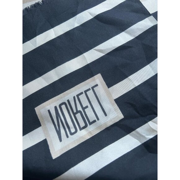 NORELL Black & White Zigzag Rectangle Silk Scarf Fringe Edge 72’’- 36’’ EX COND - Picture 4 of 4
